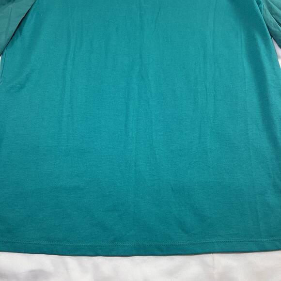 ENGLISH FACTORY Top Size M Teal Green Mini Ruffle Puff Sleeve Crew Neck T-Shirt - Picture 4 of 13